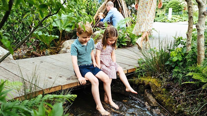 prince george and princess charlotte in garden
