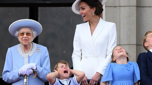 Kate Middleton has a word with Prince Louis as he pulls faces at Trooping the Colour