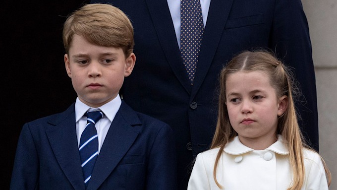 Princess Charlotte corrects Prince George's posture during God Save The ...