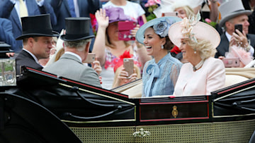 kate middleton and camilla sharing a carriage at ascot