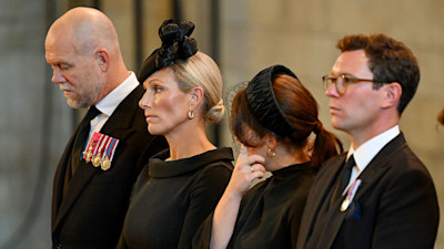 Princess Eugenie wipes away tears after royal family's solemn public procession