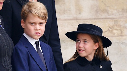 WATCH: Princess Charlotte and Prince George adorably almost miss royal curtsy and bow following Queen's funeral