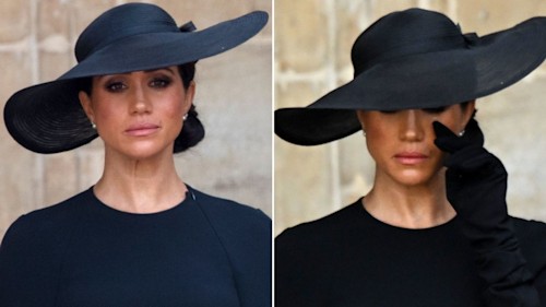 Duchess of Sussex wipes away tears in emotional moment at Queen's funeral