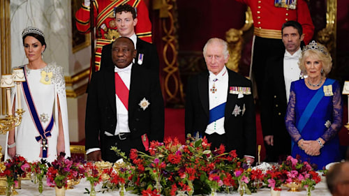Queen Consort Camilla's stunning state banquet look has royal fans saying the same thing