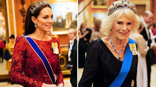 Princess Kate and Queen Consort Camilla wow in tiaras as King Charles hosts first Diplomatic Reception - best photos