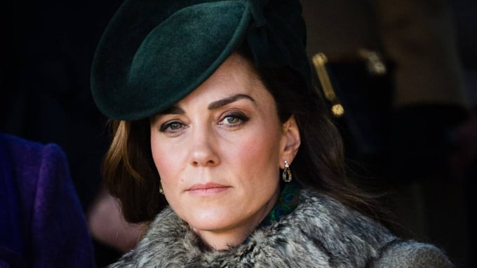 Kate Middleton wears a green hat and furry coat on Christmas Day 2019