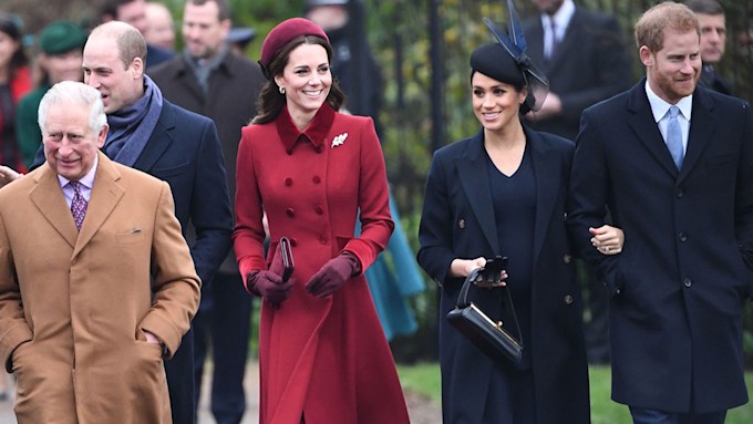 Kate Middleton and Meghan Markle walk to church on Christmas Day 2018