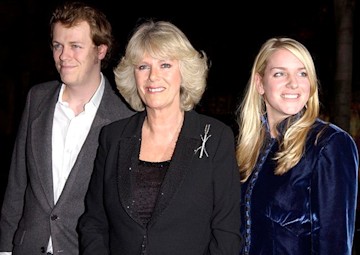 Queen Consort Camilla with her children Tom and Laura Parker-Bowles