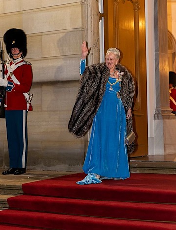 queen margrethe waves to crowd as she arrives for 2023 new year gala dinner