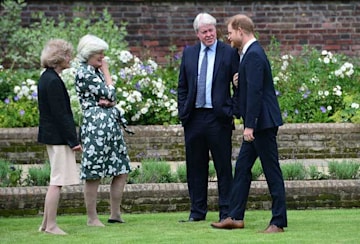 Prince Harry with Lady Jane, Lady Sarah and Earl Spencer in 2021