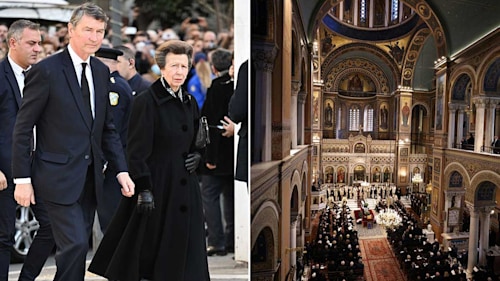 King Constantine's funeral: Princess Anne, Lady Gabriella Windsor, Queen Letizia, and more royals attend - all the photos