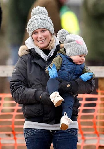 Zara Tindall enjoys a walk with daughter Mia in 2015