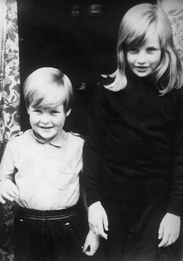 black and white photo of charles spencer and his sister princess diana as children