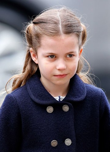 close up photo of princess charlotte arriving at church