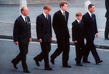 Trivdaily - Inside Charles Spencer'S Relationship With Prince William And Prince Harry: Photos 58 Prince William And Prince Harry Walk Behind Princess Diana Coffin With Charles Spencer, Prince Charles, And Prince Philip