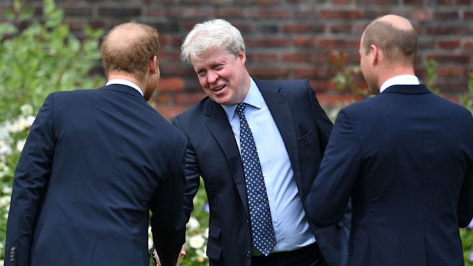 charles spencer pictured shaking hands with prince harry and prince william
