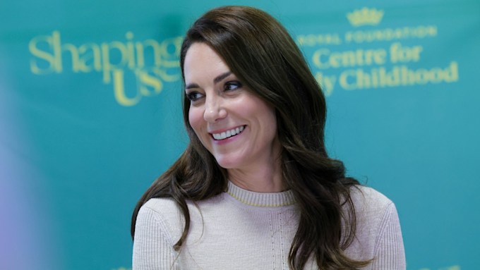 kate middleton smiles at the launch of shaping us childhood campaign