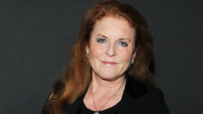 Sarah Ferguson in black clothing at an event
