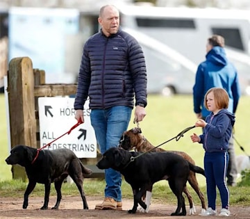 Mike and Mia Tindall with dogs