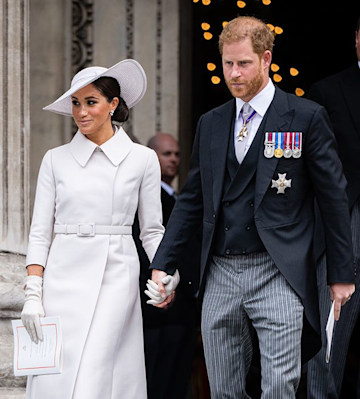 prince harry and meghan markle leave westminster abbey after queen's platinum jubilee service