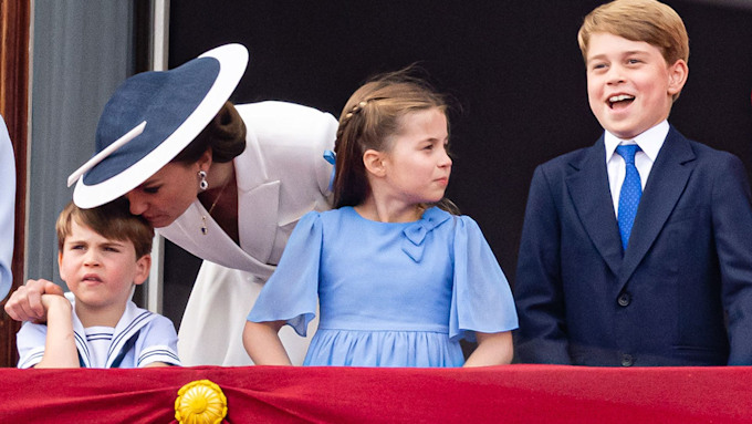 Princess of Wales with children at Trooping the Colour