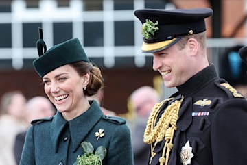 close up of kate middleton and prince william laughing during st patrick's day parade