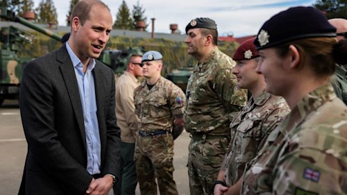Prince William thanks British troops as he makes surprise visit to Poland