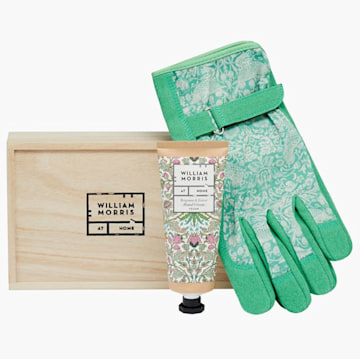 william morris gardening gloves and hand cream set 