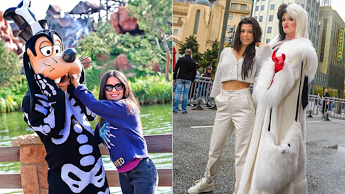 Kourtney Kardashian and Salma Hayek start Halloween celebrations early at Disneyland Paris