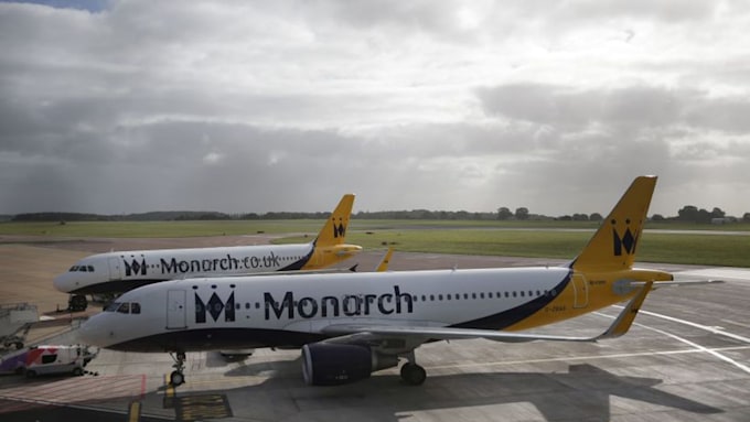 Monarch airlines planes at Luton Airport