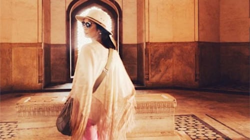Catherine Zeta-Jones visits the Taj Mahal with 'the three other wonders of the world'
